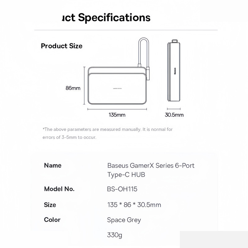 هاب 6 پورت USB-C بیسوس مدل BS-OH115 هاب 6 پورت USB-C بیسوس مدل BS-OH115