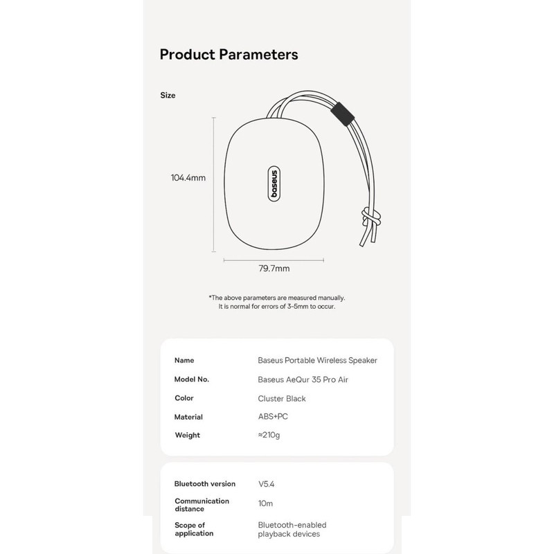 اسپیکر بلوتوثی قابل حمل بیسوس مدل AeQur 35 Pro اسپیکر بلوتوثی قابل حمل بیسوس مدل AeQur 35 Pro