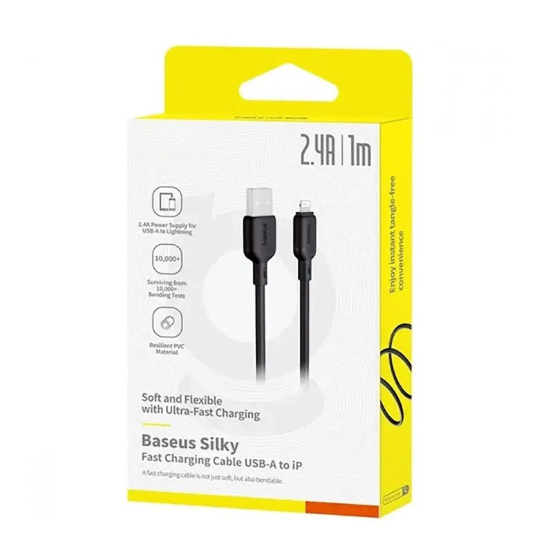 کابل تبدیل USB به لایتنینگ بیسوس مدل Silky Series 2.4A طول 1 متر کابل تبدیل USB به لایتنینگ بیسوس مدل Silky Series 2.4A طول 1 متر