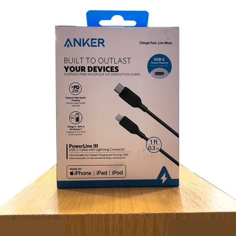 کابل تبدیل USB-C به لایتنینگ انکر مدل Power Line III A8831 طول 0.3 متر کابل تبدیل USB-C به لایتنینگ انکر مدل Power Line III A8831 طول 0.3 متر