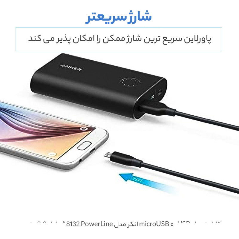 کابل تبدیل USB به microUSB انکر مدل A8132 PowerLine طول 0.9 متر کابل تبدیل USB به microUSB انکر مدل A8132 PowerLine طول 0.9 متر