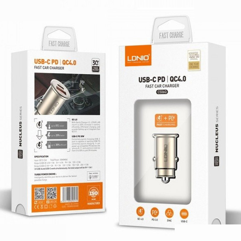 شارژر فندکی الدینیو مدل C506Q به همراه کابل تبدیل microUSB شارژر فندکی الدینیو مدل C506Q به همراه کابل تبدیل microUSB