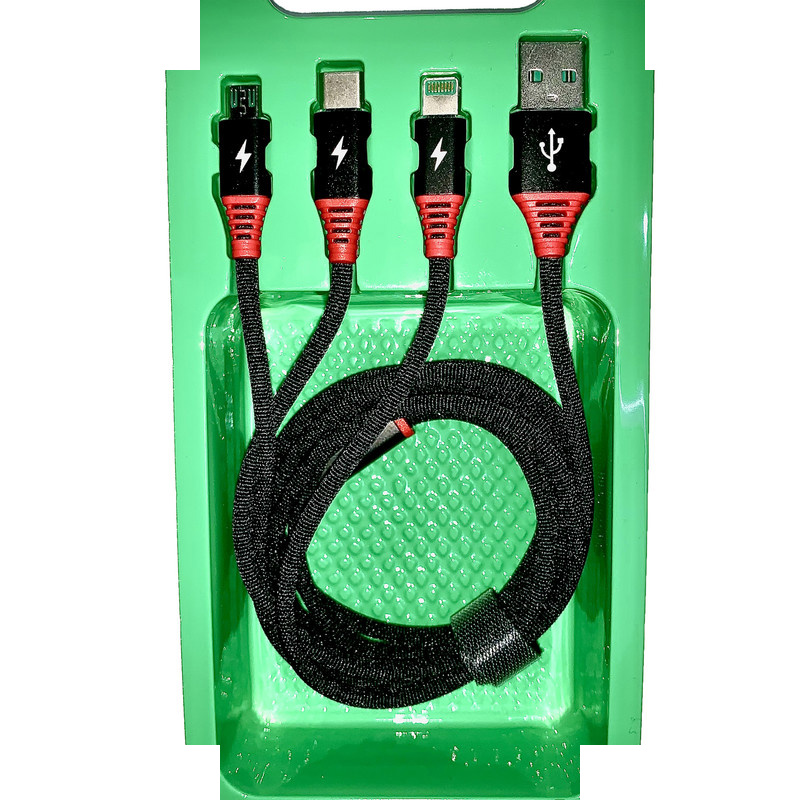 کابل تبدیل USB به لایتنینگ/USB-C/microUSB مودم کت مدل C08 طول 1.2 متر کابل تبدیل USB به لایتنینگ/USB-C/microUSB مودم کت مدل C08 طول 1.2 متر