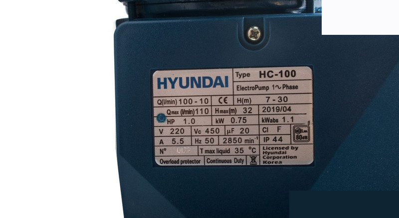 پمپ آب هیوندای مدل HC100 پمپ آب هیوندای مدل HC100