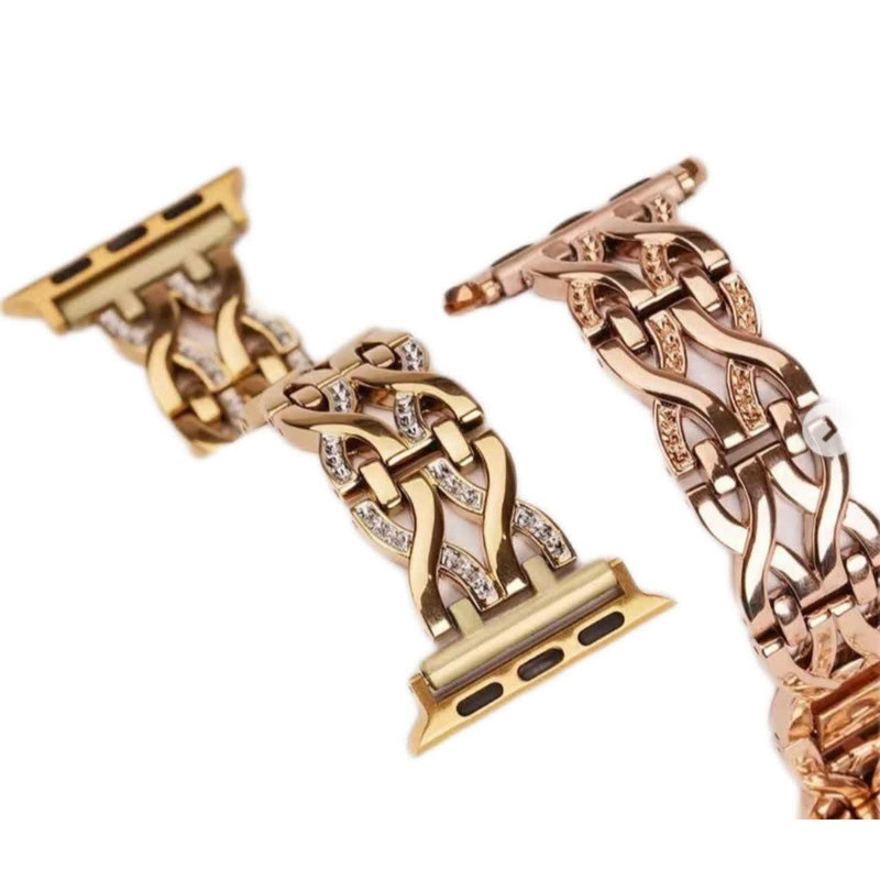بند ساعت اسلیکتو فلزی نگین دار مناسب اپل واچ سایز 42/44/45/49 mm بند ساعت اسلیکتو فلزی نگین دار مناسب اپل واچ سایز 42/44/45/49 mm