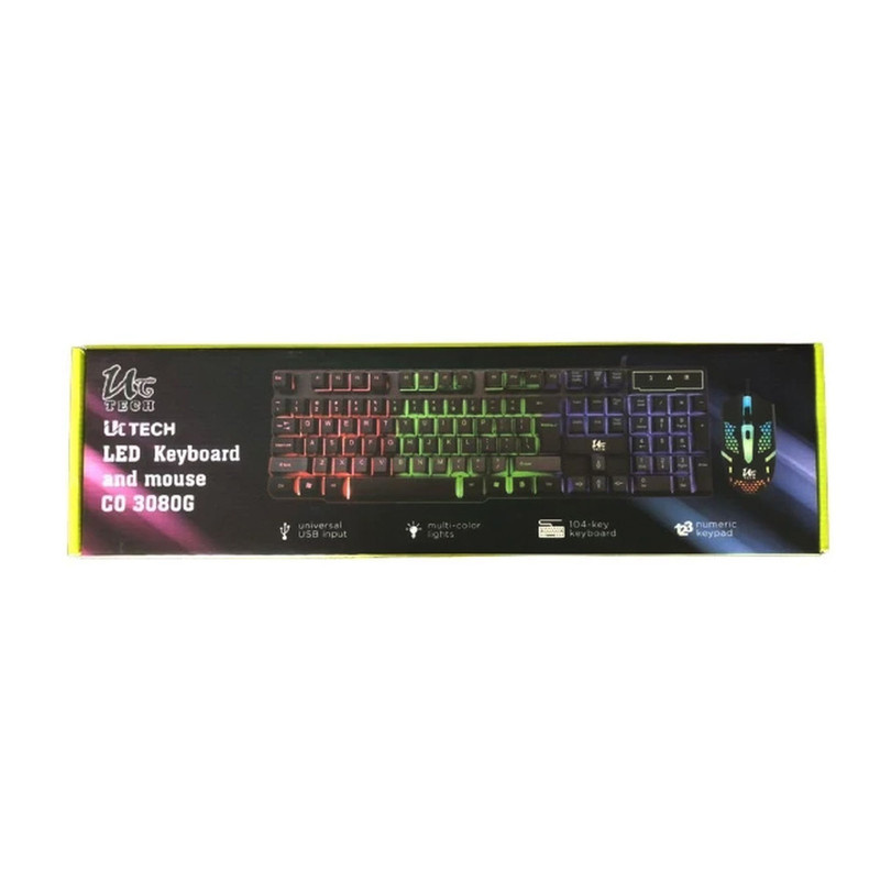 کیبورد و ماوس گیمینگ یوسیتک مدل CO 3080G، سوییچ ممبران، Full-Size، نورپردازی RGB کیبورد و ماوس گیمینگ یوسیتک مدل CO 3080G، سوییچ ممبران، Full-Size، نورپردازی RGB
