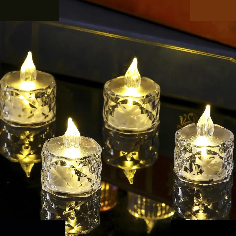 شمع ال ای دی مدل کریستالی شفاف طرح Diamond مجموعه 2 عددی شمع ال ای دی مدل کریستالی شفاف طرح Diamond مجموعه 2 عددی