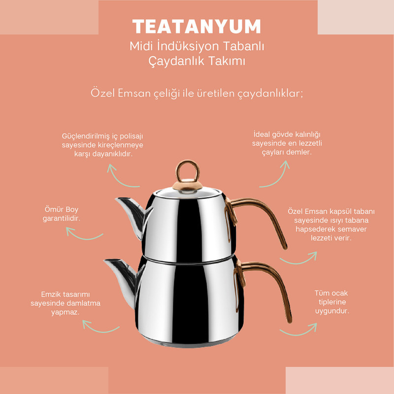 ست کتری و قوری امسان مدل Teatanyum گنجایش کتری 1.8 لیتر گنجایش قوری 1 لیتر ست کتری و قوری امسان مدل Teatanyum گنجایش کتری 1.8 لیتر گنجایش قوری 1 لیتر