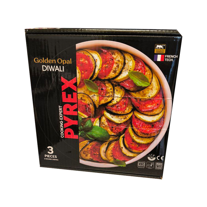 ظرف پخت گلدن اپال مدل PYREX مجموعه 3 عددی ظرف پخت گلدن اپال مدل PYREX مجموعه 3 عددی