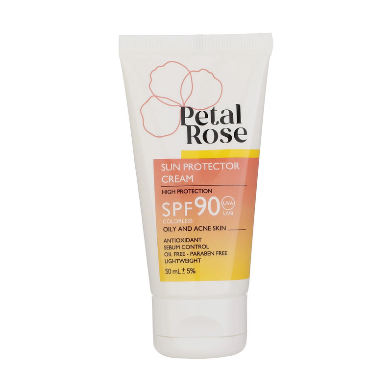 کرم ضد آفتاب بدون رنگ پتال رز SPF 90 مدل High Protection مناسب پوست های چرب حجم 50 میلیلیتر کرم ضد آفتاب بدون رنگ پتال رز SPF 90 مدل High Protection مناسب پوست های چرب حجم 50 میلیلیتر