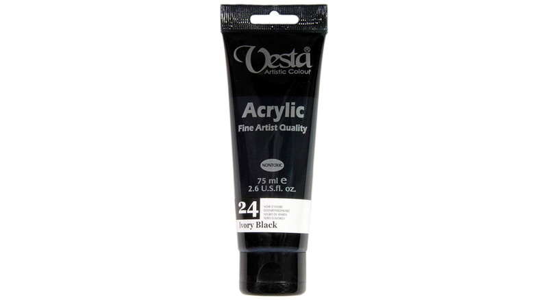 رنگ اکریلیک وستا مدل 24 Ivory Black حجم 75 میلی لیتر رنگ اکریلیک وستا مدل 24 Ivory Black حجم 75 میلی لیتر