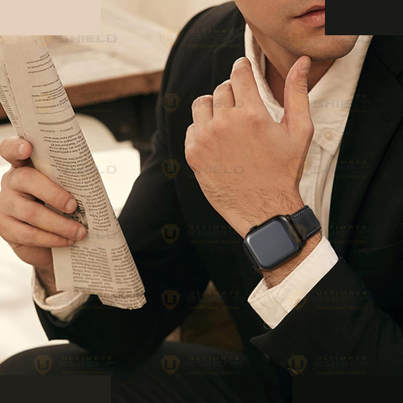 بند آلتیمیت شیلد مدل Leather SM BK مناسب برای اپل واچ 41 میلی متری سری 8 بند آلتیمیت شیلد مدل Leather SM BK مناسب برای اپل واچ 41 میلی متری سری 8