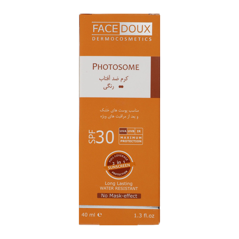 کرم ضد آفتاب رنگی فیس دوکس SPF 30 مدل photosome 02 مناسب پوست های خشک حجم 40 میلی لیتر کرم ضد آفتاب رنگی فیس دوکس SPF 30 مدل photosome 02 مناسب پوست های خشک حجم 40 میلی لیتر