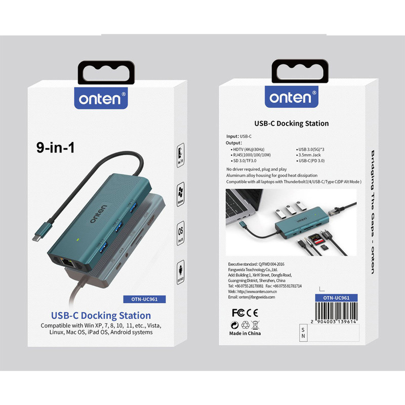 هاب 9 پورت USB-C اونتن مدل OTN-UC961 هاب 9 پورت USB-C اونتن مدل OTN-UC961