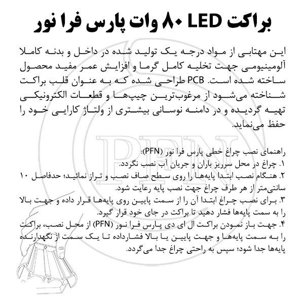 مهتابی ال ای دی پارس فرا نور مدل W80 مهتابی ال ای دی پارس فرا نور مدل W80