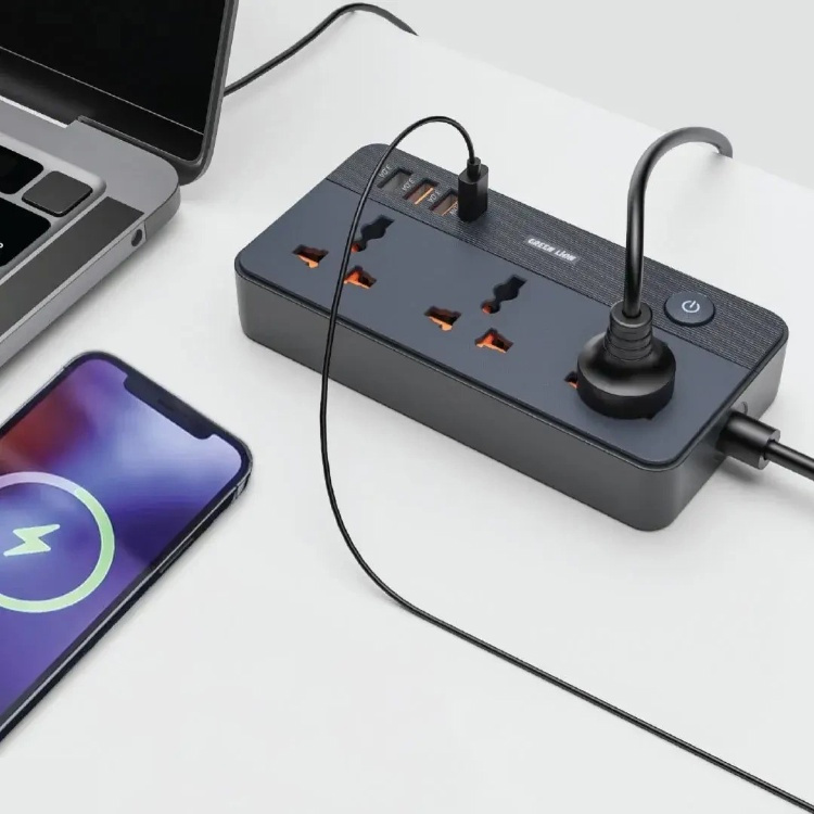 چندراهی برق گرین لاین مدل Lion GS-200 Power Socket 2500W - 3 چندراهی برق گرین لاین مدل Lion GS-200 Power Socket 2500W - 3
