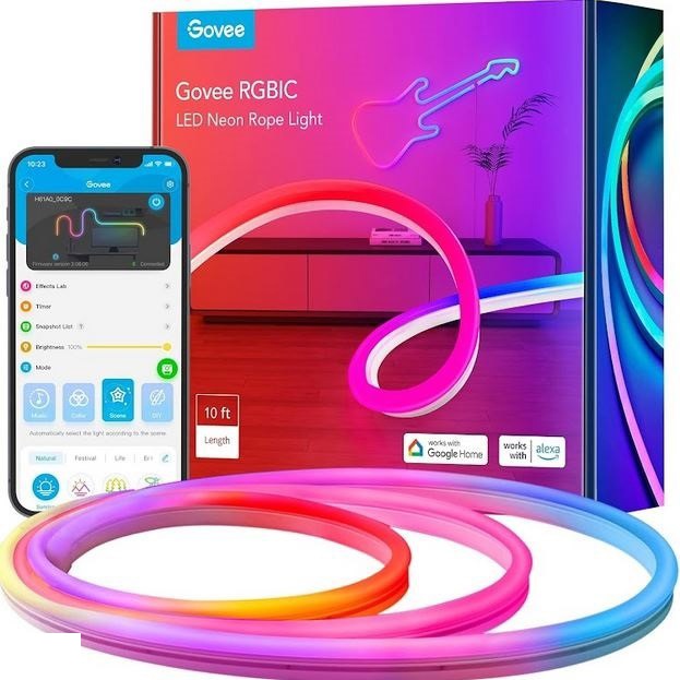 ریسه هوشمند نئون فلکسی گووی مدل RGBIC LED Neon Rope Lights H61A سایز 3 متر ریسه هوشمند نئون فلکسی گووی مدل RGBIC LED Neon Rope Lights H61A سایز 3 متر