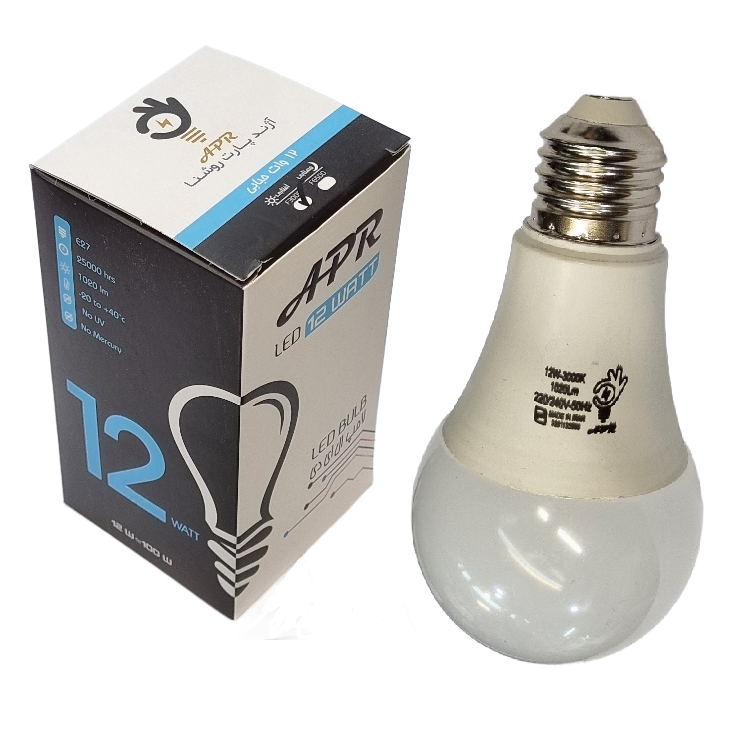 لامپ حبابی 12 وات LED پایه E27 آژند پارت روشنا مدل w12 لامپ حبابی 12 وات LED پایه E27 آژند پارت روشنا مدل w12