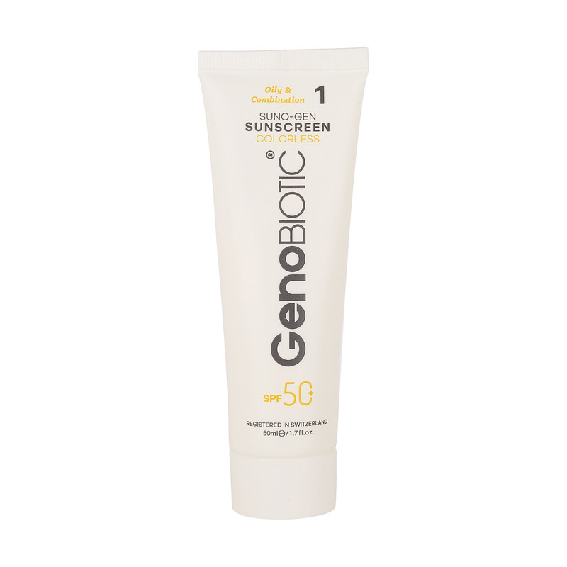 کرم ضدآفتاب بیرنگ ژنوبایوتیک SPF50 مدل 01 مناسب پوست های مختلط و چربو حجم 50 میلی لیتر کرم ضدآفتاب بیرنگ ژنوبایوتیک SPF50 مدل 01 مناسب پوست های مختلط و چربو حجم 50 میلی لیتر