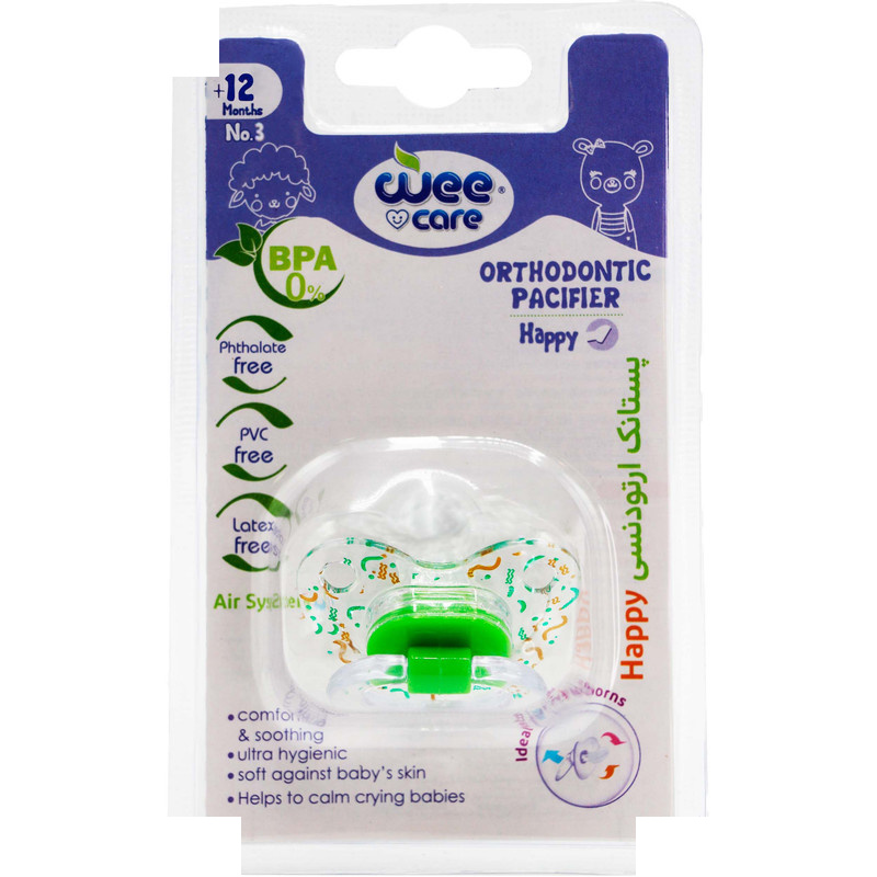 پستانک ارتودنسی وی کر مدل دسته دار شفاف چاپدار happy سایز +12 ماه کد P117 پستانک ارتودنسی وی کر مدل دسته دار شفاف چاپدار happy سایز +12 ماه کد P117