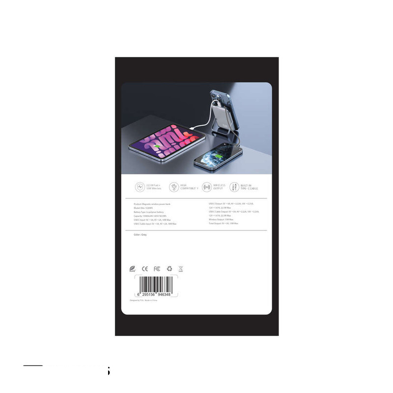 پاوربانک بیسیم 22.5 وات تی سی اچ مدل Elite 1020WS ظرفیت 10000 میلیآمپرساعت پاوربانک بیسیم 22.5 وات تی سی اچ مدل Elite 1020WS ظرفیت 10000 میلیآمپرساعت