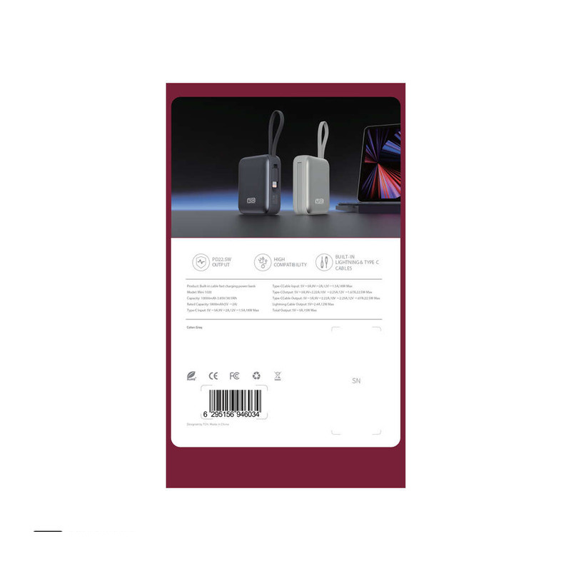 پاوربانک 22.5 وات تی سی اچ مدل Mini 1020 ظرفیت 10000 میلیآمپرساعت به همراه کابل تبدیل USB-C به لایتنینگ پاوربانک 22.5 وات تی سی اچ مدل Mini 1020 ظرفیت 10000 میلیآمپرساعت به همراه کابل تبدیل USB-C به لایتنینگ