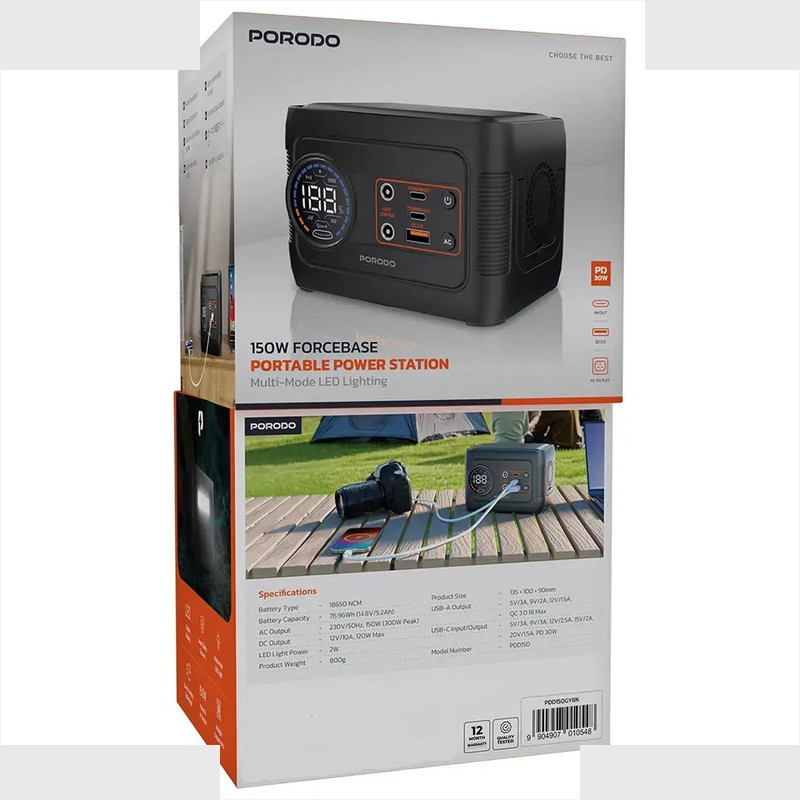 پاوراستیشن 150وات پرودو مدل FORCEBASE PDD150GYBK ظرفیت 52000 میلی آمپر ساعت پاوراستیشن 150وات پرودو مدل FORCEBASE PDD150GYBK ظرفیت 52000 میلی آمپر ساعت
