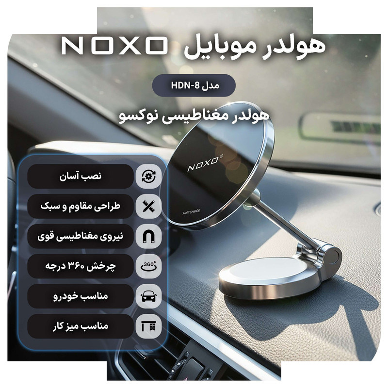 پایه نگهدارنده و شارژر بی سیم گوشی موبایل نوکسو مدل HDN-8 پایه نگهدارنده و شارژر بی سیم گوشی موبایل نوکسو مدل HDN-8