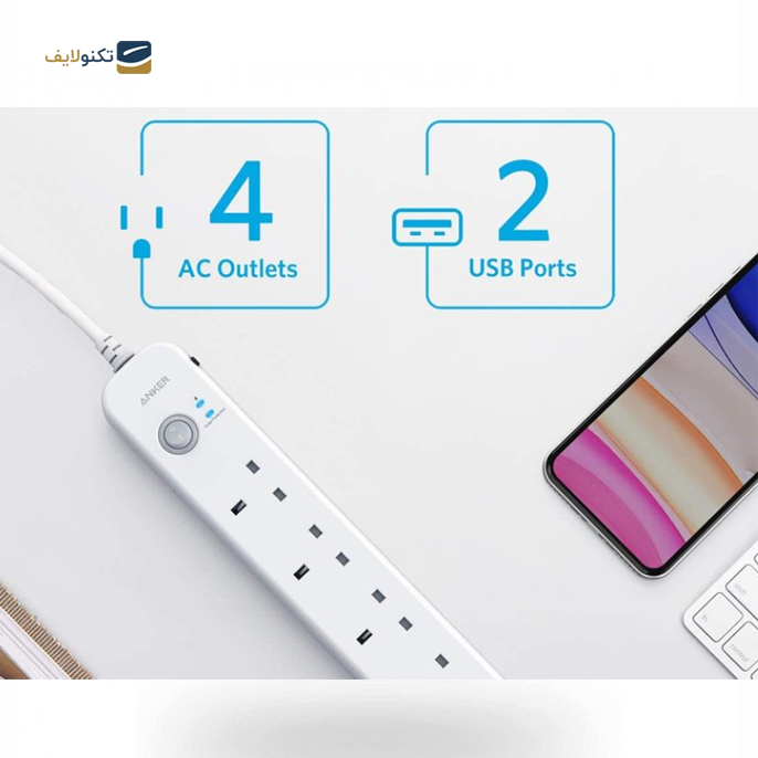 gallery-چند راهی برق انکر مدل 6IN1 USB Power Strip A9141 (دارای 2 پورت USB)-gallery-2-TLP-6897_1979e562-1577-4615-9841-afcb51931215.png