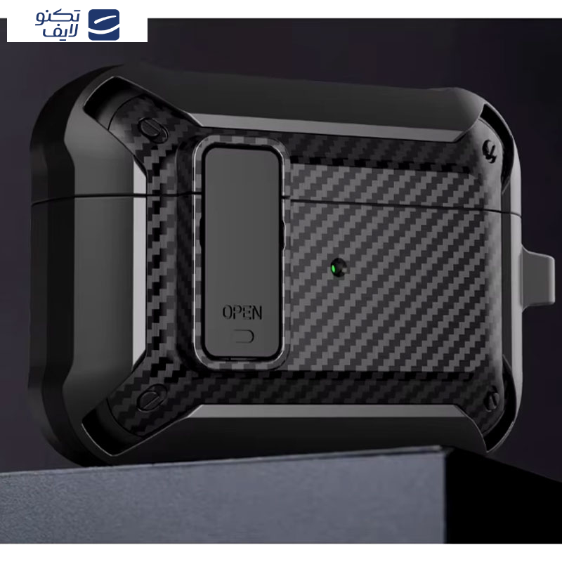کاور مسیر مدل Eggshell Carbon OPN Lock مناسب برای کیس هدفون بی سیم اپل Airpods 4 کاور مسیر مدل Eggshell Carbon OPN Lock مناسب برای کیس هدفون بی سیم اپل Airpods 4