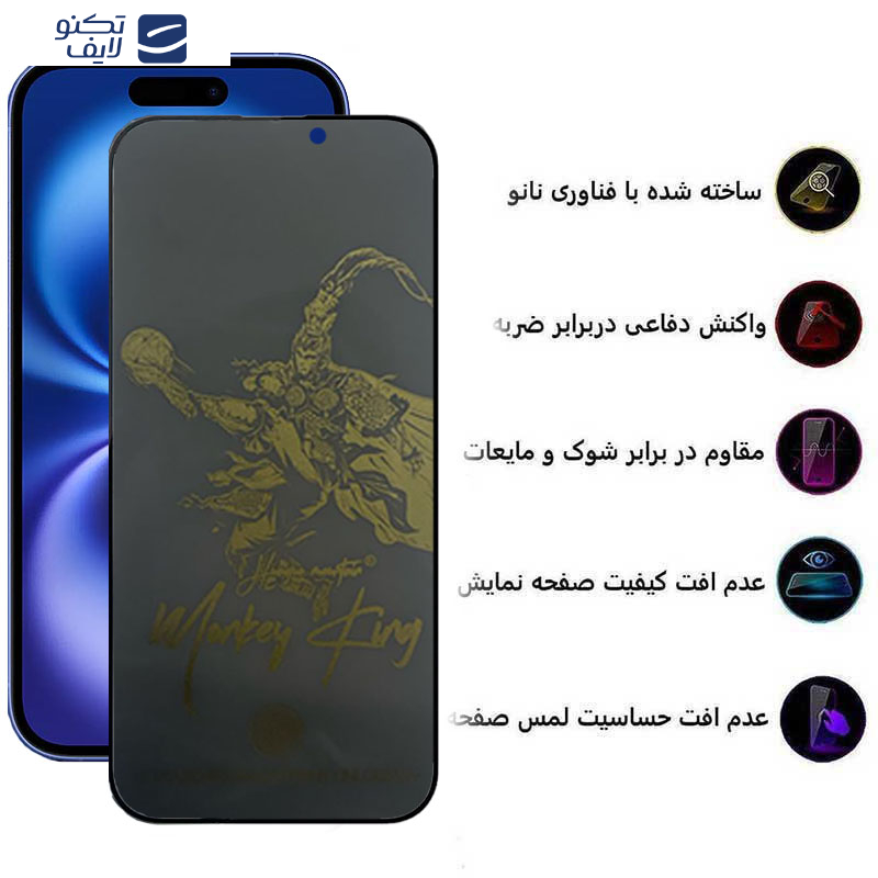 محافظ صفحه نمایش حریم شخصی اپیکوی مدل Monkey King مناسب برای گوشی موبایل اپل iphone 16/15