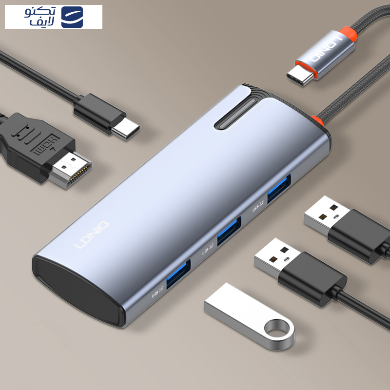 هاب 5 پورت USB-C الدینیو مدل DS-15H هاب 5 پورت USB-C الدینیو مدل DS-15H