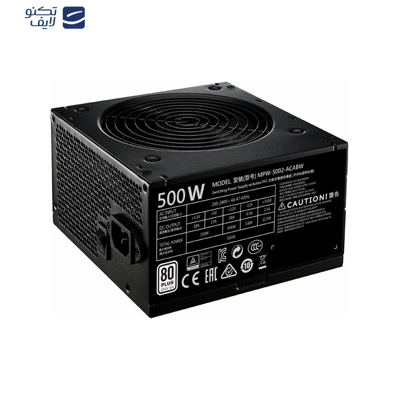 منبع تغذیه کامپیوتر کولر مستر مدل MWE 500 WHITE 230V - V2 منبع تغذیه کامپیوتر کولر مستر مدل MWE 500 WHITE 230V - V2