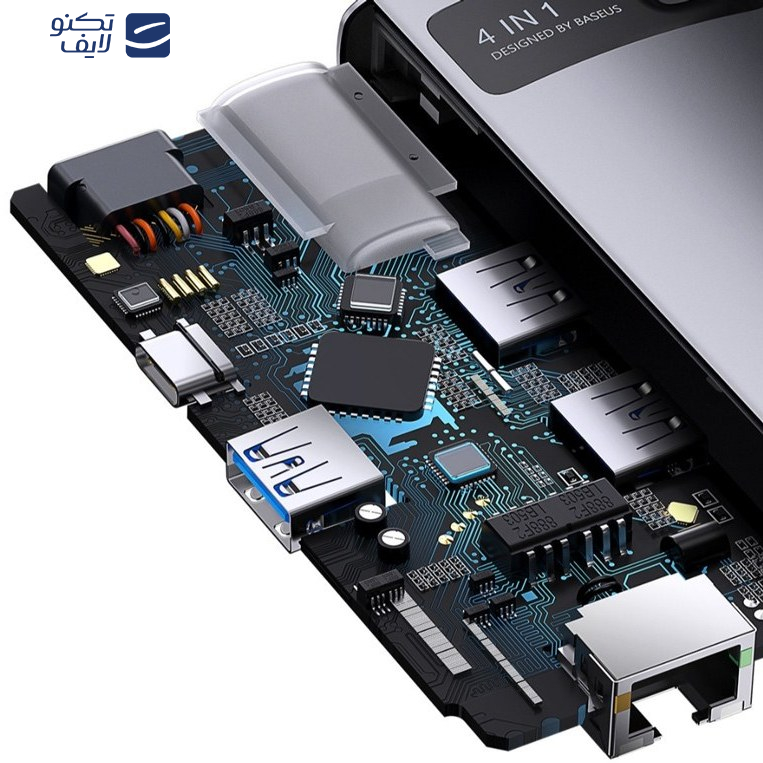 هاب ۴ پورت USB-C باسئوس مدل metal gleam series CAHUB-CY0G