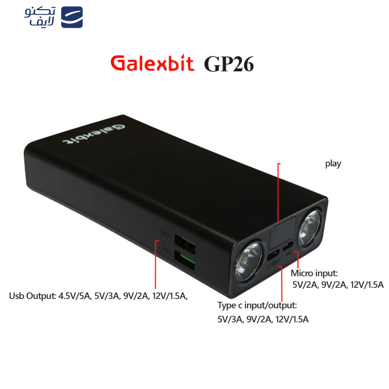 پاوربانک گلکسبیت مدل GP26 PD ظرفیت 20000 میلی آمپر ساعت پاوربانک گلکسبیت مدل GP26 PD ظرفیت 20000 میلی آمپر ساعت