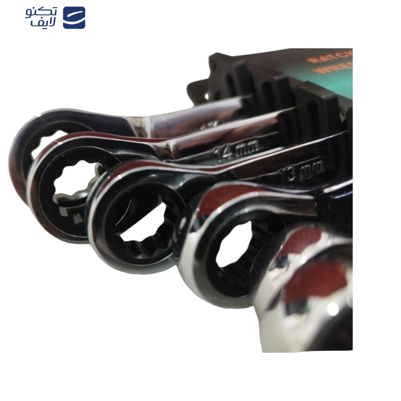 آچار یکسر تخت و یکسر رینگی جغجغه ای مدل RATCHET WRENCH مجموعه 7 عددی آچار یکسر تخت و یکسر رینگی جغجغه ای مدل RATCHET WRENCH مجموعه 7 عددی