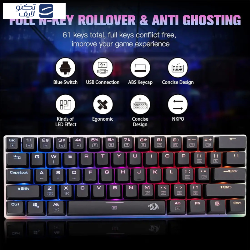 کیبورد گیمینگ ردراگون مدل Alien K605 کیبورد گیمینگ ردراگون مدل Alien K605