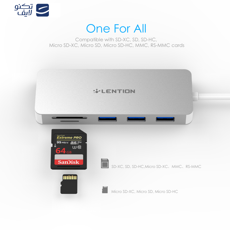 هاب 5 پورت USB-C لنشن مدل C15 هاب 5 پورت USB-C لنشن مدل C15