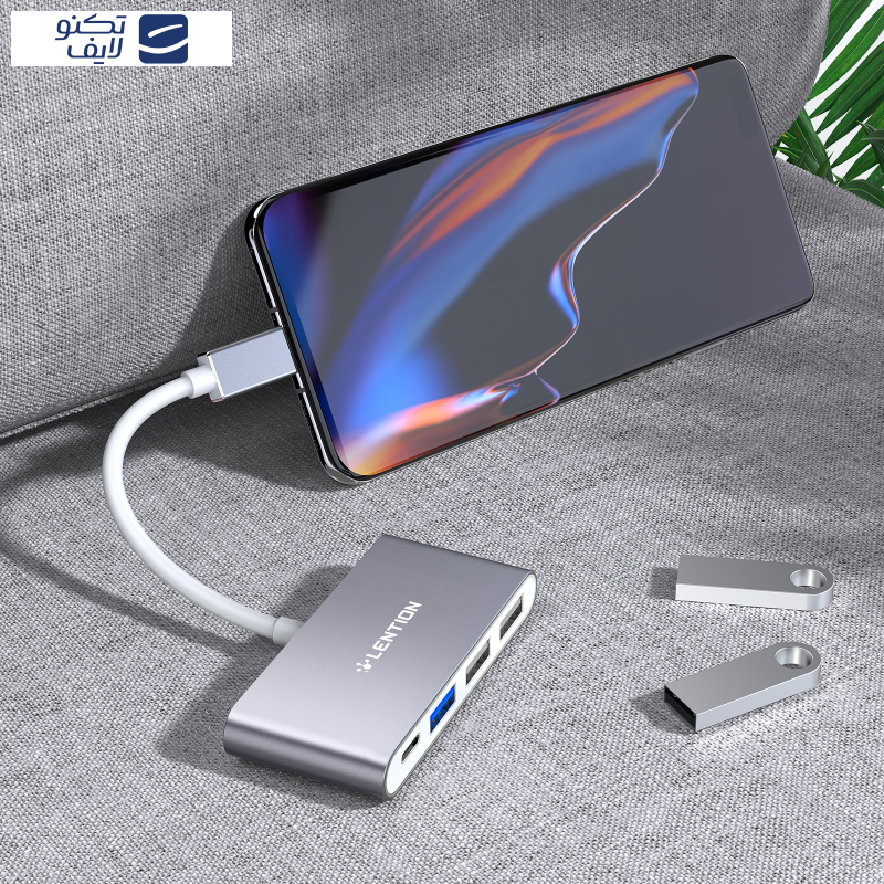 هاب 4 پورت USB-C لنشن مدل c13 هاب 4 پورت USB-C لنشن مدل c13