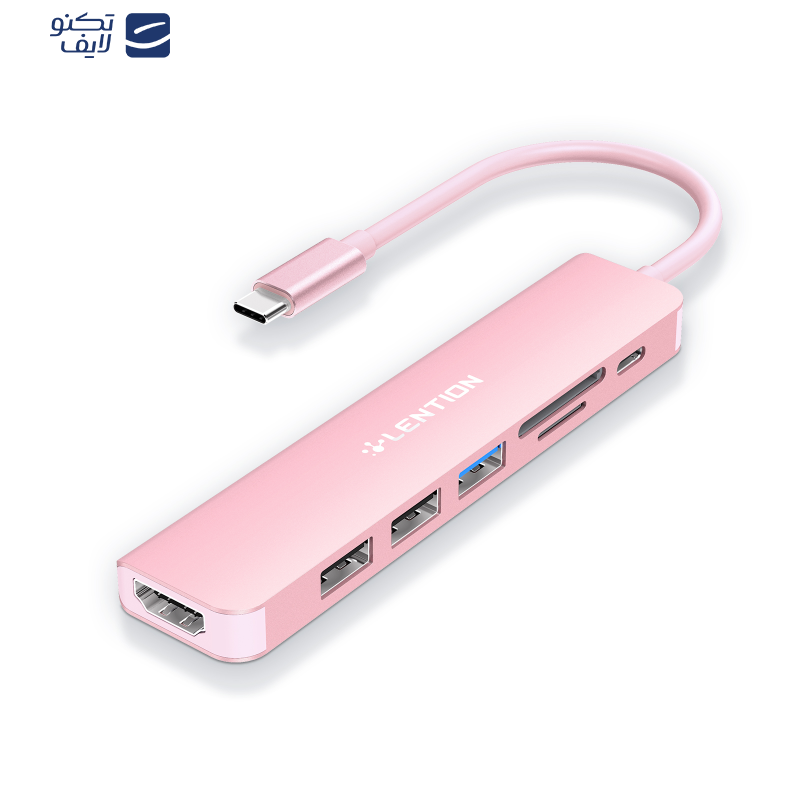 هاب 6 پورت USB-C لنشن مدل CE18-HCR هاب 6 پورت USB-C لنشن مدل CE18-HCR