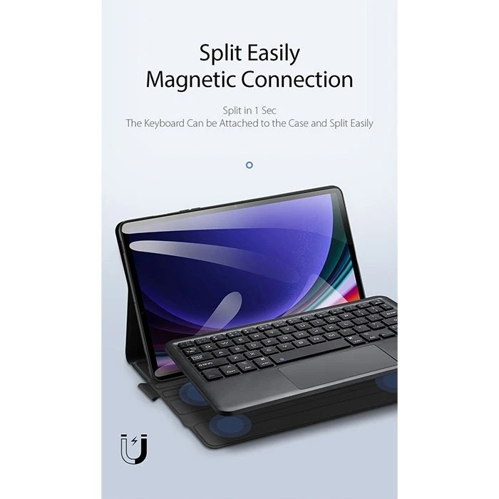 کیف کلاسوری کیبورد دار دوکس دوکیس مدل TK مناسب برای تبلت سامسونگ Galaxy Tab S10 Plus