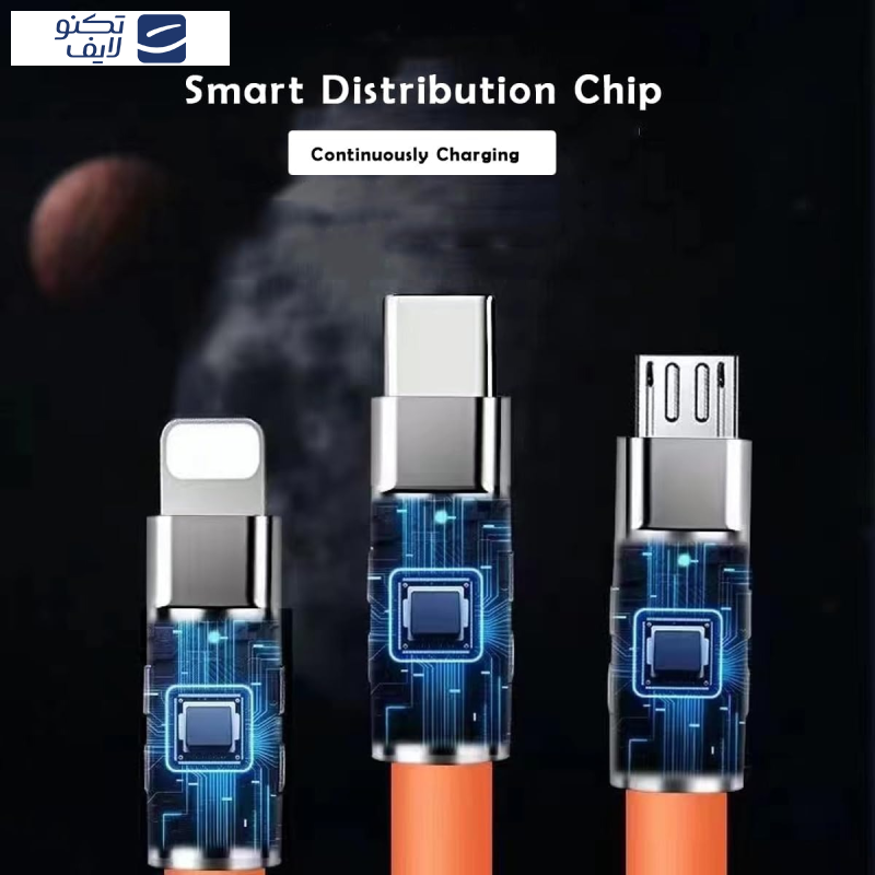 کابل تبدیل USB به micro USB / لایتنینگ / USB-C پسنجر لاین مدل 3in1 ZINC ALLOY 120W طول 1.2 متر