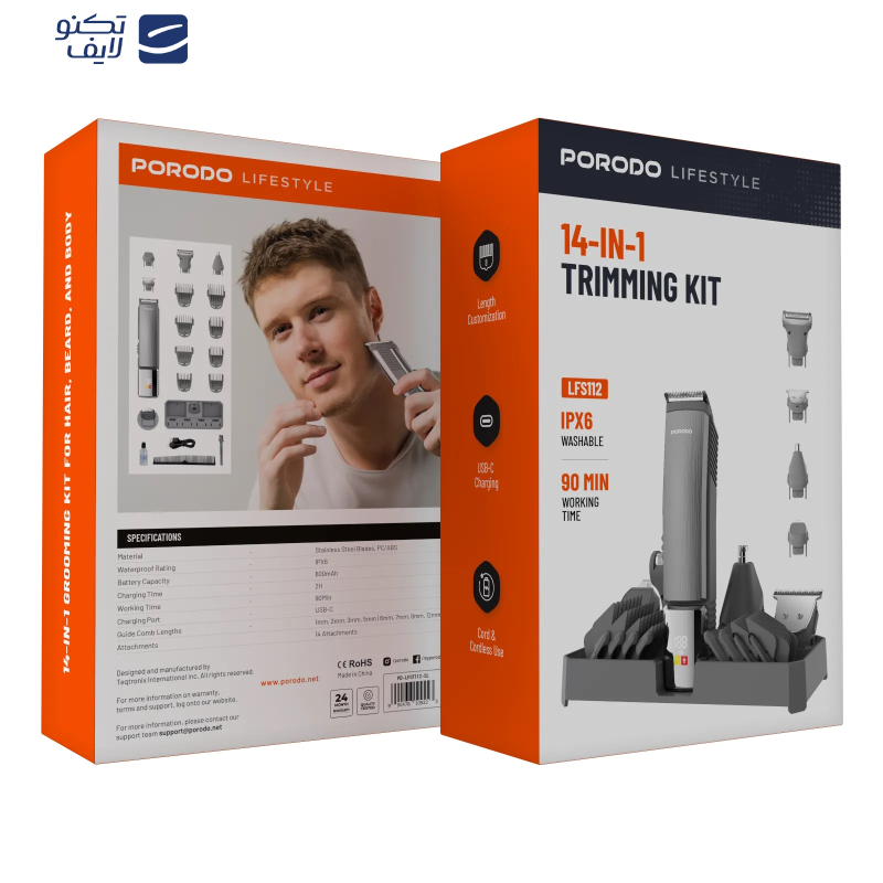 ماشین اصلاح موی صورت و بدن شارژی پرودو مدل LFST112 ماشین اصلاح موی صورت و بدن شارژی پرودو مدل LFST112