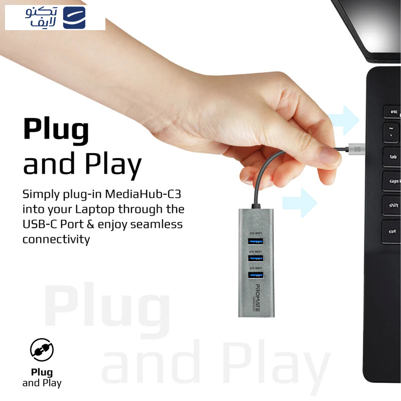 هاب 4 پورت USB-C پرومیت مدل MEDIAHUB-C3 