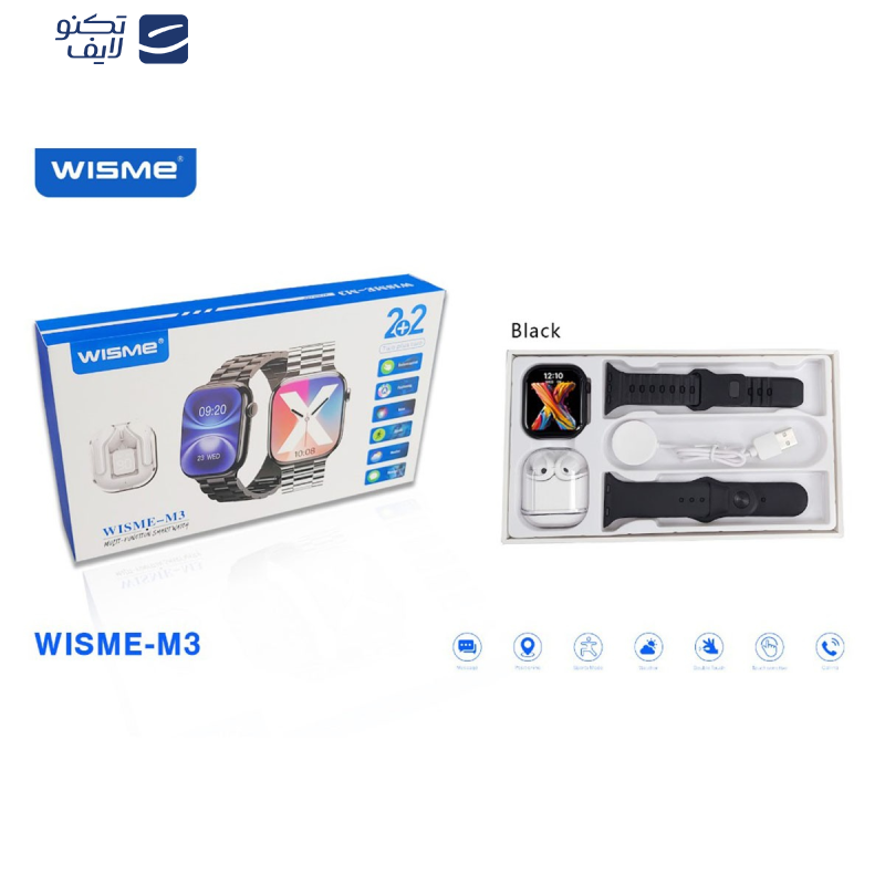 ساعت هوشمند ۴۹ میلی متری ویسمی مدل WISME-M3 به همراه هدفون ساعت هوشمند ۴۹ میلی متری ویسمی مدل WISME-M3 به همراه هدفون