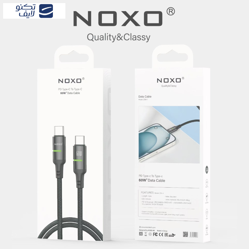 کابل USB-C نوکسو مدلCN-4 60W طول 1.2متر کابل USB-C نوکسو مدلCN-4 60W طول 1.2متر