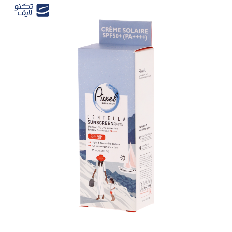 کرم ضد آفتاب بیرنگ پیکسل SPF 50 مدل Centella محافظ UVA ،UVB، ++++PA مناسب برای انواع پوست حجم 50 میلیلیتر کرم ضد آفتاب بیرنگ پیکسل SPF 50 مدل Centella محافظ UVA ،UVB، ++++PA مناسب برای انواع پوست حجم 50 میلیلیتر