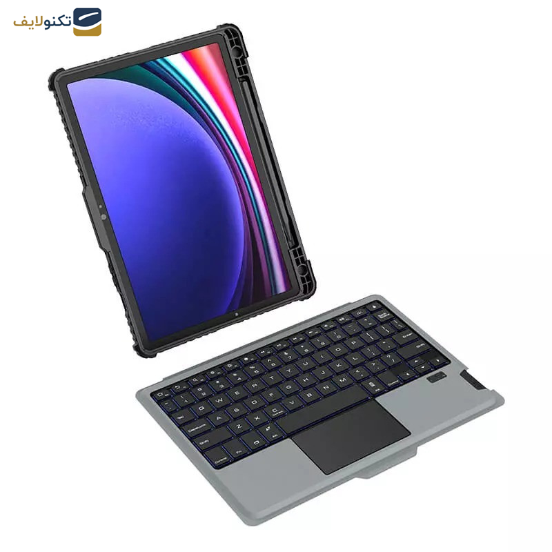 کیف کلاسوری کیبورددار نیلکین مدل Bumper Combo Backlit Keyboard مناسب برای تبلت سامسونگ Galaxy Tab S9 5G کیف کلاسوری کیبورددار نیلکین مدل Bumper Combo Backlit Keyboard مناسب برای تبلت سامسونگ Galaxy Tab S9 5G