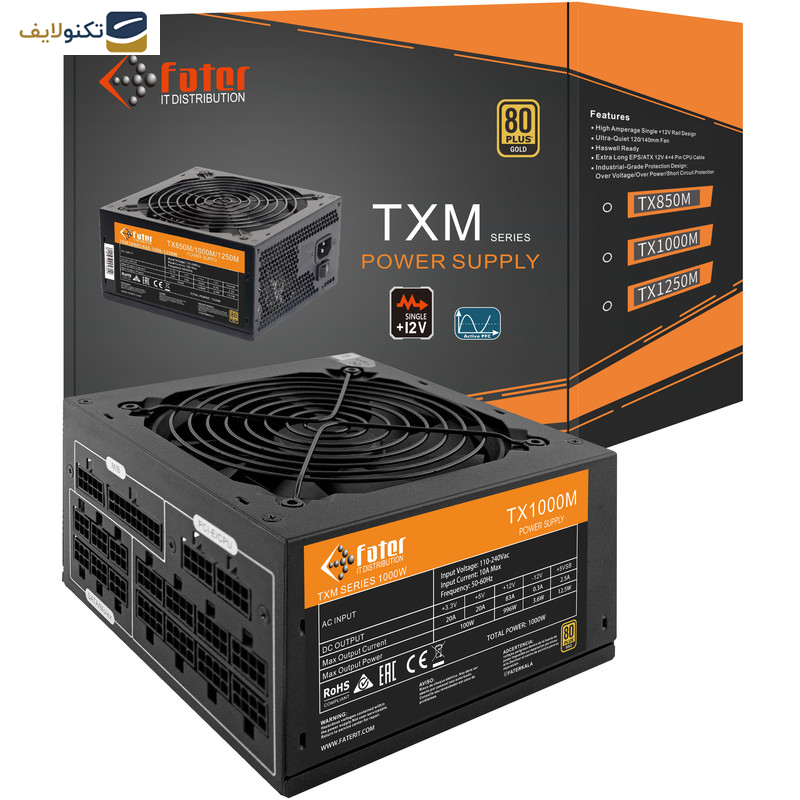 منبع تغذیه کامپیوتر فاطر مدل TX1000M منبع تغذیه کامپیوتر فاطر مدل TX1000M