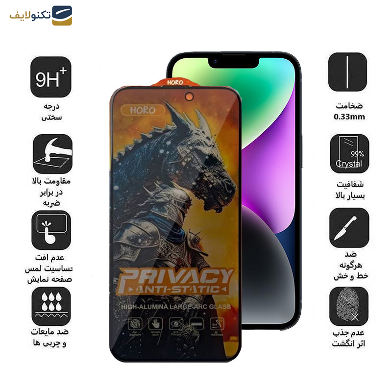 محافظ صفحه نمایش حریم شخصی اپیکوی مدل Knight Privacy مناسب برای گوشی موبایل اپل iPhone 13/ 13 Pro/ 14
